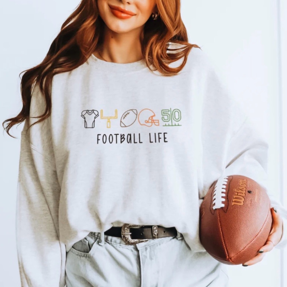 Football Life Embroidered Sweatshirt